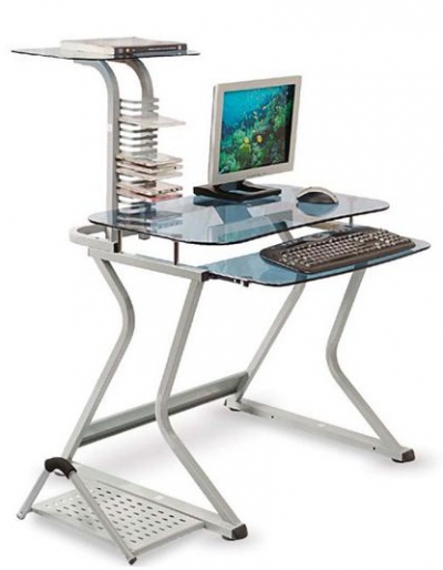 Стол компьютерный стеклянный металлик PG-010 PG